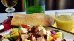 Salad with smoked chicken breast and pineapple